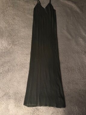 Forest Green Maxi Slip Dress with V-Neck